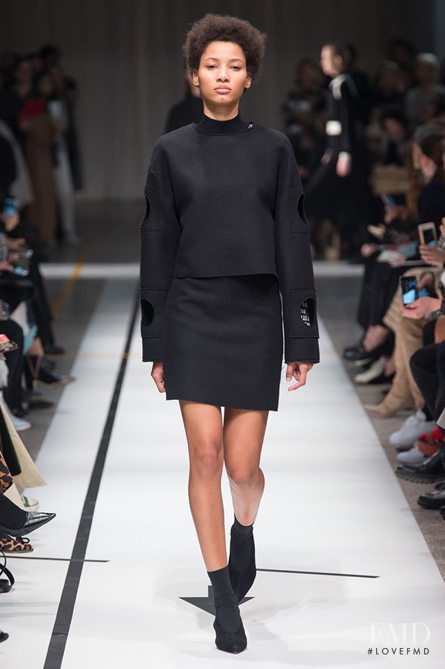 Lineisy Montero featured in  the Sportmax fashion show for Autumn/Winter 2017