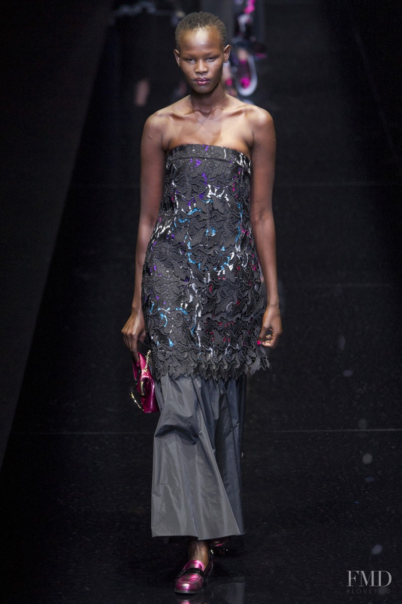 Shanelle Nyasiase featured in  the Emporio Armani fashion show for Autumn/Winter 2017