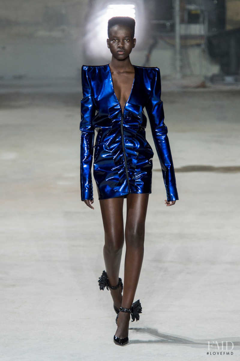 Adut Akech Bior featured in  the Saint Laurent fashion show for Autumn/Winter 2017