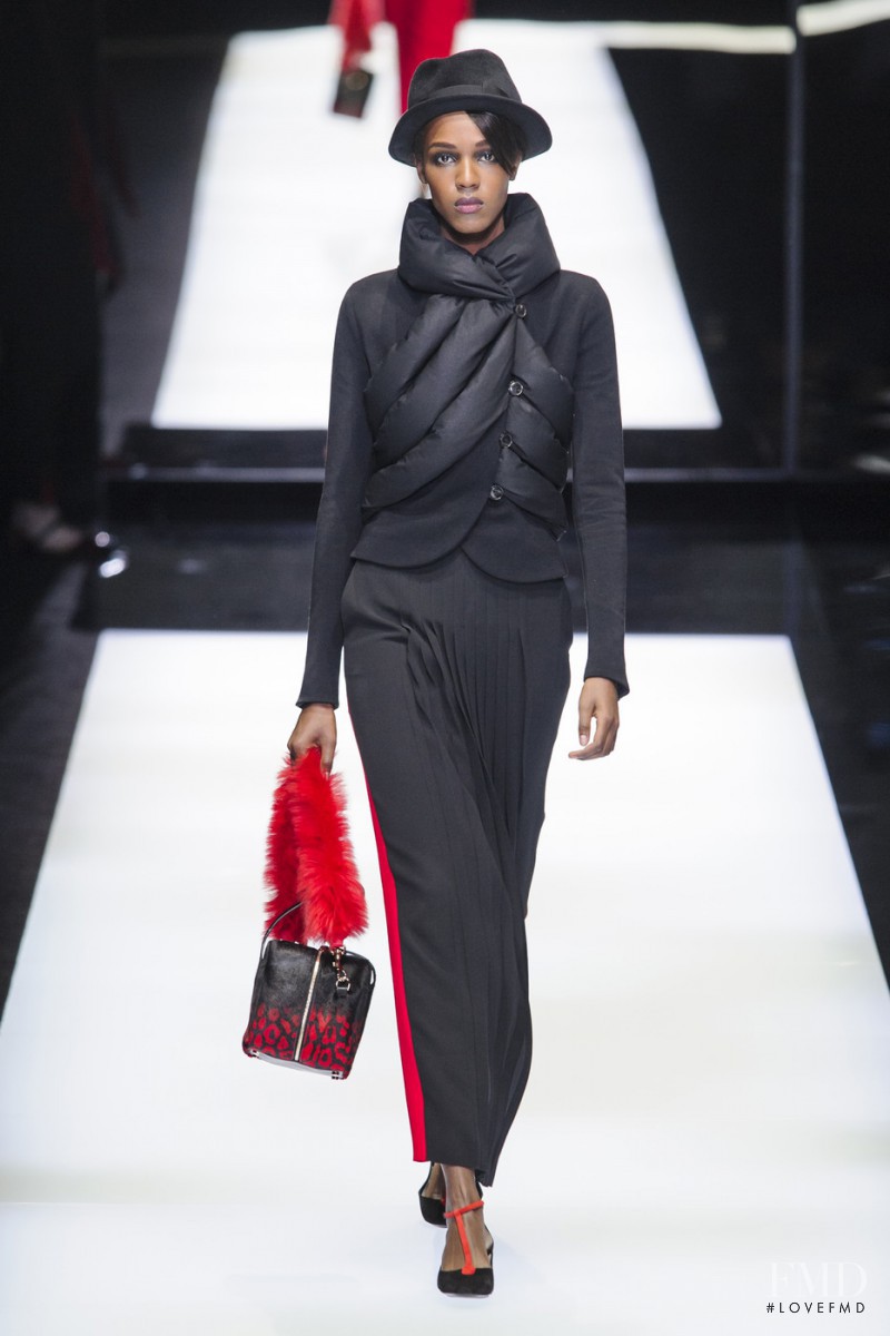 Leila Ndabirabe featured in  the Giorgio Armani fashion show for Autumn/Winter 2017