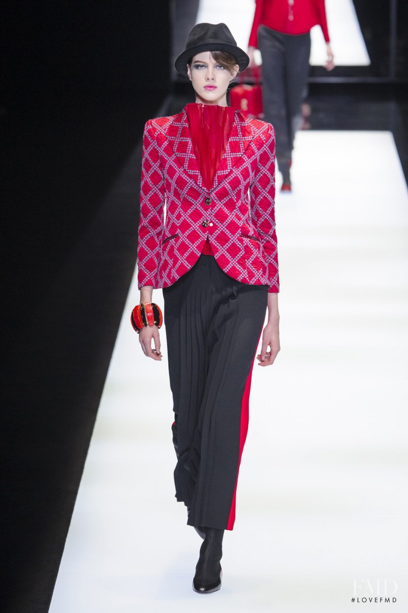 Bara Podzimkova featured in  the Giorgio Armani fashion show for Autumn/Winter 2017