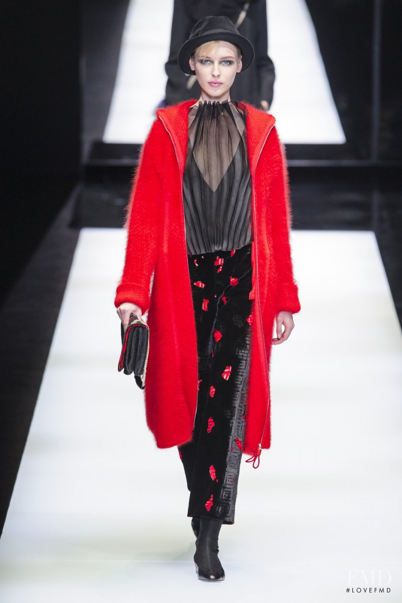 Karolina Smetek featured in  the Giorgio Armani fashion show for Autumn/Winter 2017