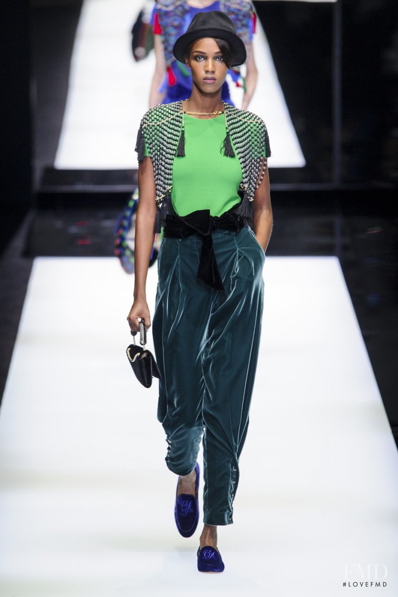 Leila Ndabirabe featured in  the Giorgio Armani fashion show for Autumn/Winter 2017