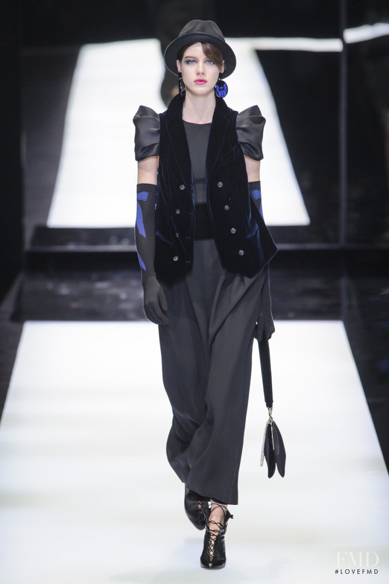 Bara Podzimkova featured in  the Giorgio Armani fashion show for Autumn/Winter 2017