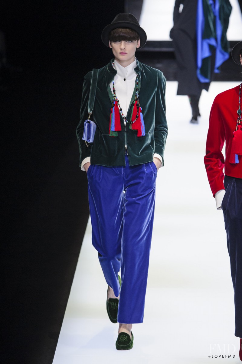 Lara Mullen featured in  the Giorgio Armani fashion show for Autumn/Winter 2017