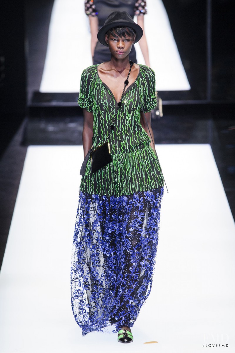 Shanelle Nyasiase featured in  the Giorgio Armani fashion show for Autumn/Winter 2017