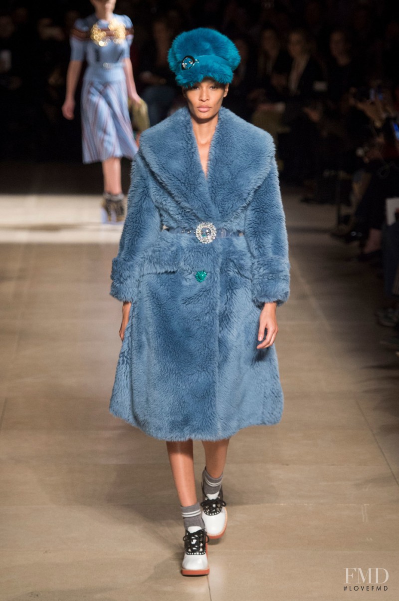 Joan Smalls featured in  the Miu Miu fashion show for Autumn/Winter 2017