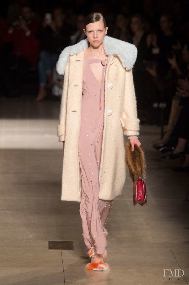 Lea Julian featured in  the Miu Miu fashion show for Autumn/Winter 2017