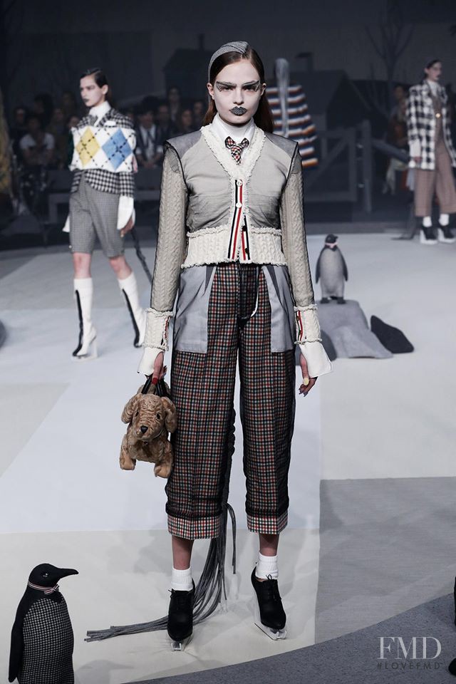 Anna Mila Guyenz featured in  the Thom Browne fashion show for Autumn/Winter 2017
