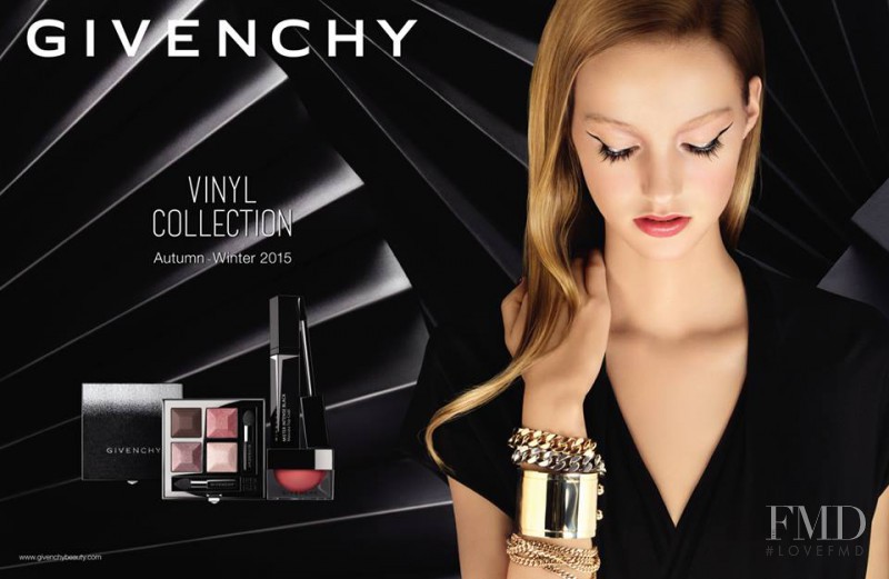 Maartje Verhoef featured in  the Givenchy Beauty Vinyl Collection  advertisement for Autumn/Winter 2015