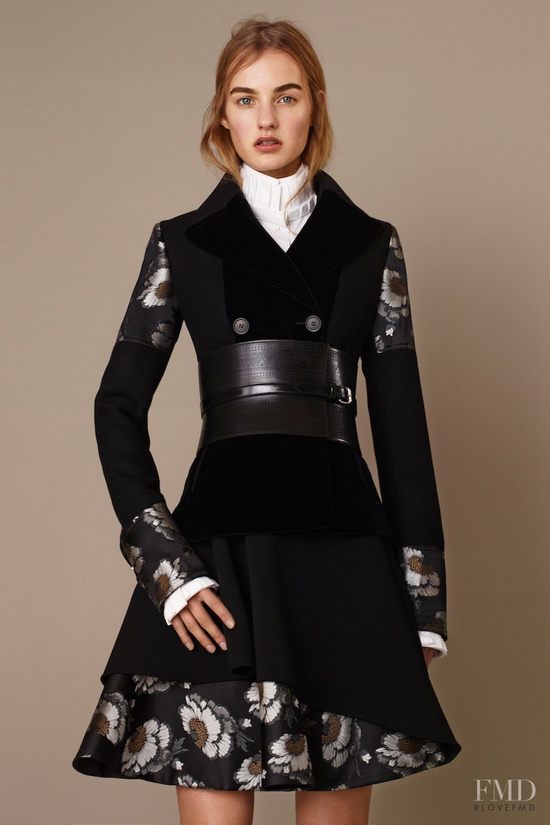 Maartje Verhoef featured in  the Alexander McQueen lookbook for Pre-Fall 2015