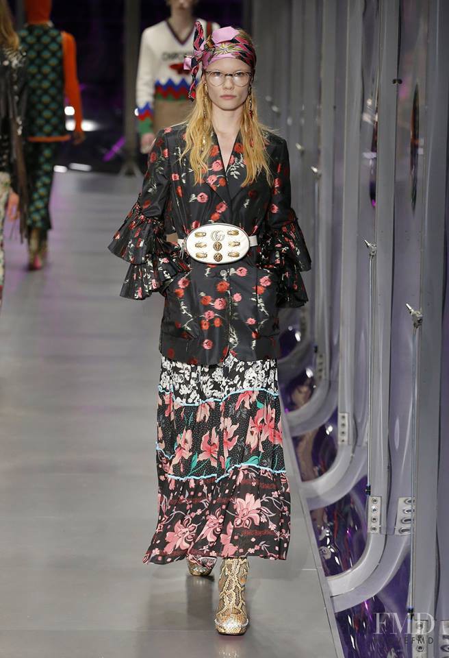 Polina Oganicheva featured in  the Gucci fashion show for Autumn/Winter 2017