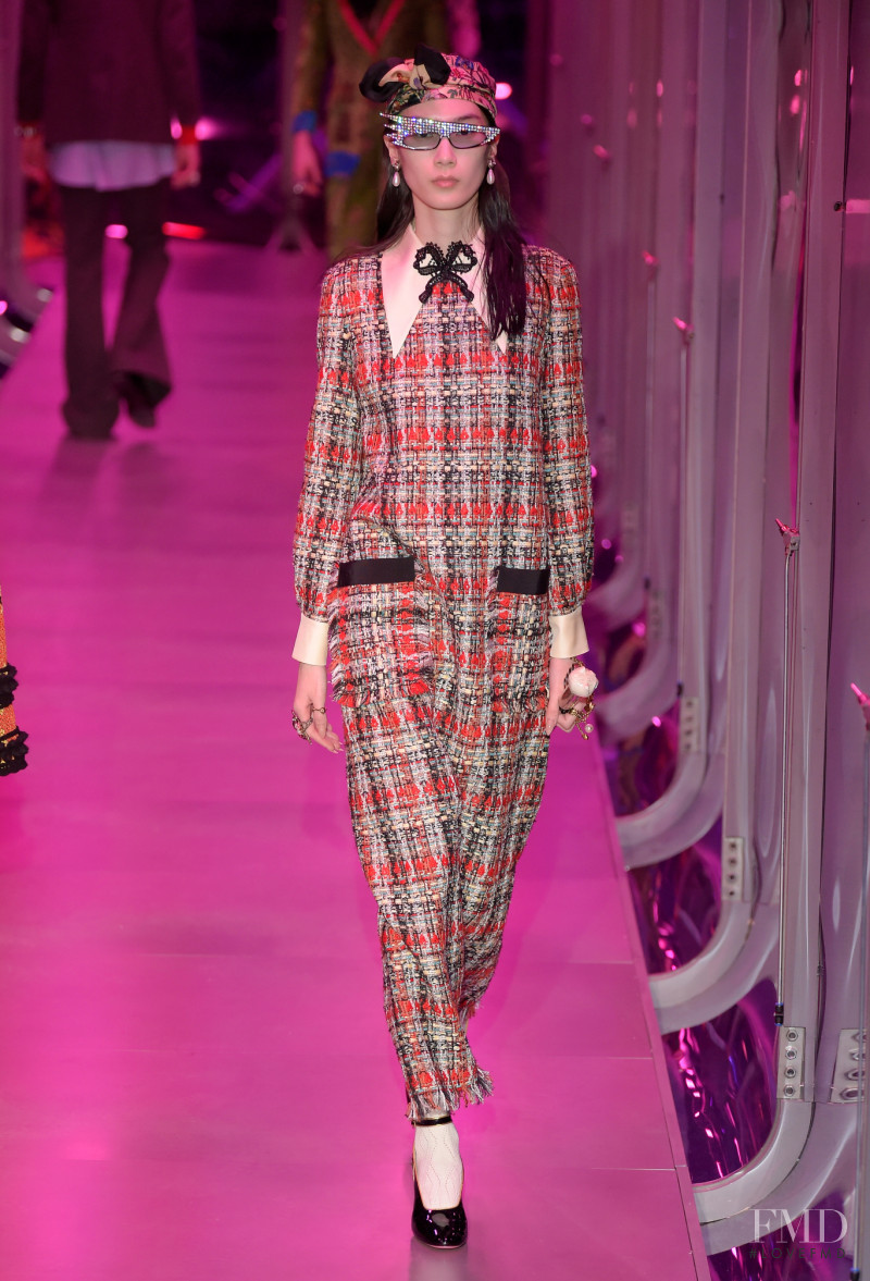 Dongqi Xue featured in  the Gucci fashion show for Autumn/Winter 2017
