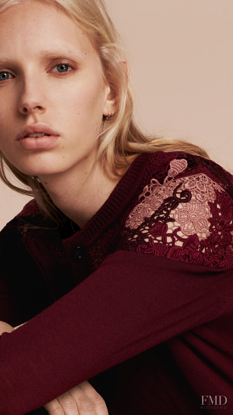 Jessie Bloemendaal featured in  the Burberry lookbook for Pre-Fall 2016