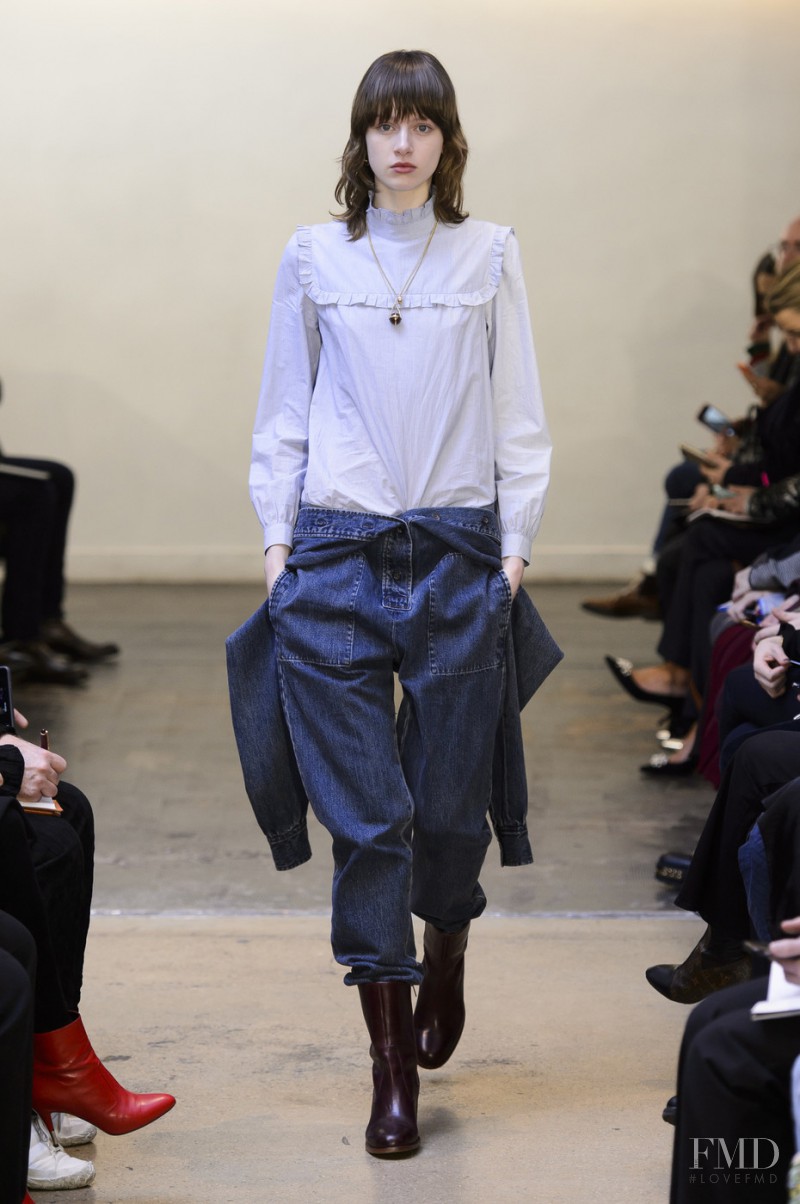 Tess Angel featured in  the A.P.C. fashion show for Autumn/Winter 2017