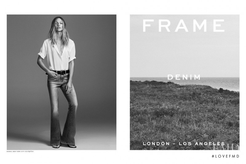 Sasha Pivovarova featured in  the Frame Denim advertisement for Spring/Summer 2015