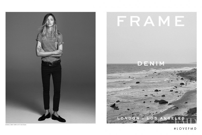 Sasha Pivovarova featured in  the Frame Denim advertisement for Spring/Summer 2015