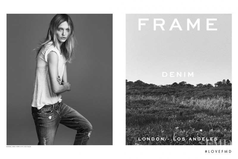 Sasha Pivovarova featured in  the Frame Denim advertisement for Spring/Summer 2015