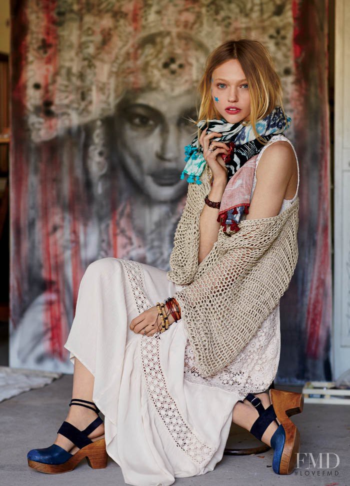 Sasha Pivovarova featured in  the Free People lookbook for Spring/Summer 2014