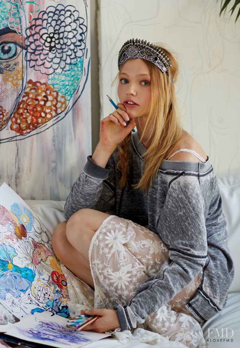 Sasha Pivovarova featured in  the Free People lookbook for Spring/Summer 2014