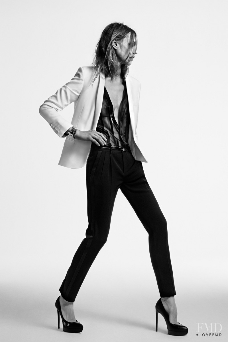 Sasha Pivovarova featured in  the Saint Laurent lookbook for Resort 2014