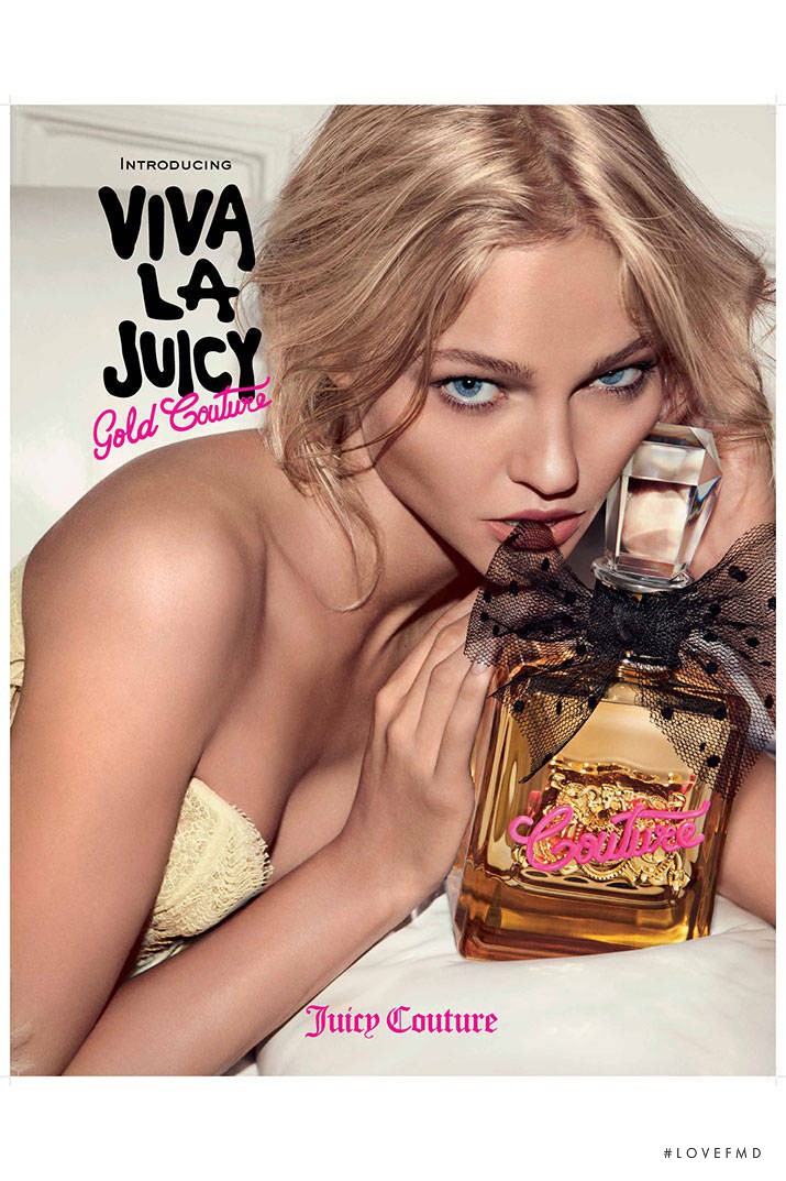 Sasha Pivovarova featured in  the Juicy Couture Viva La Juicy : Gold Couture Fragrance advertisement for Autumn/Winter 2014