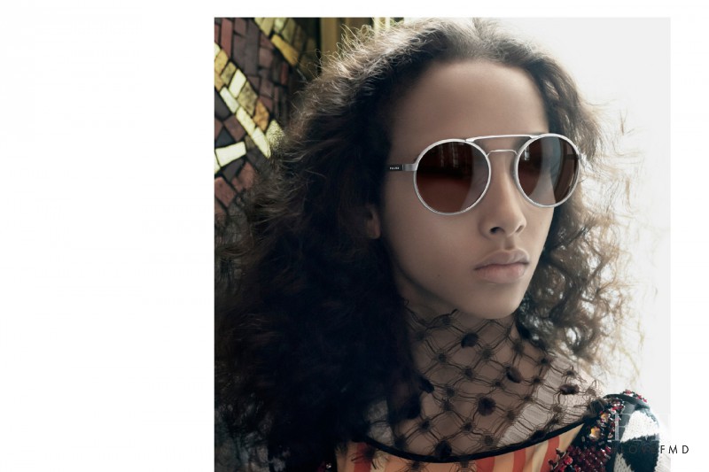 Yasmin Wijnaldum featured in  the Prada Eyewear advertisement for Spring/Summer 2016