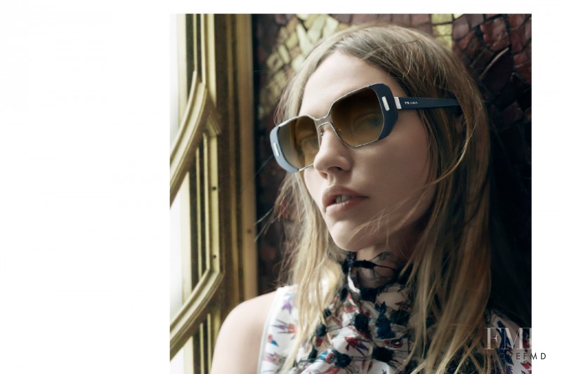 Sasha Pivovarova featured in  the Prada Eyewear advertisement for Spring/Summer 2016