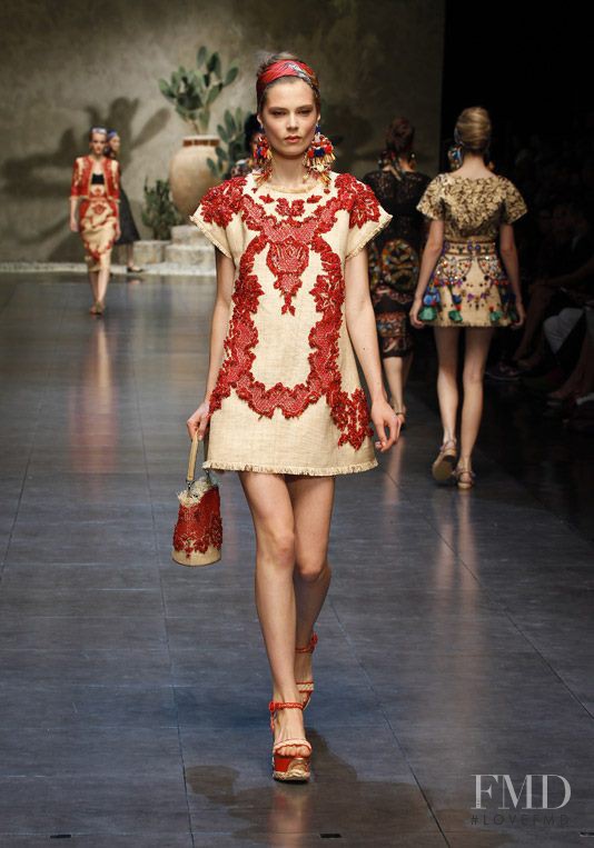 Caroline Brasch Nielsen featured in  the Dolce & Gabbana fashion show for Spring/Summer 2013