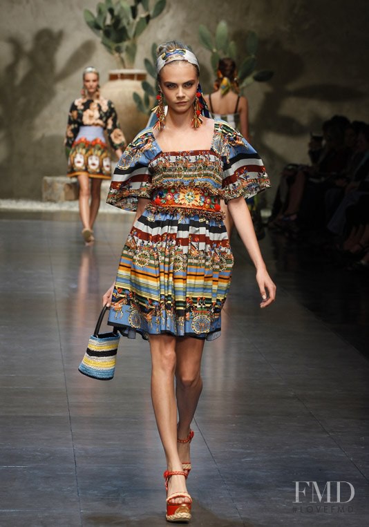 Cara Delevingne featured in  the Dolce & Gabbana fashion show for Spring/Summer 2013