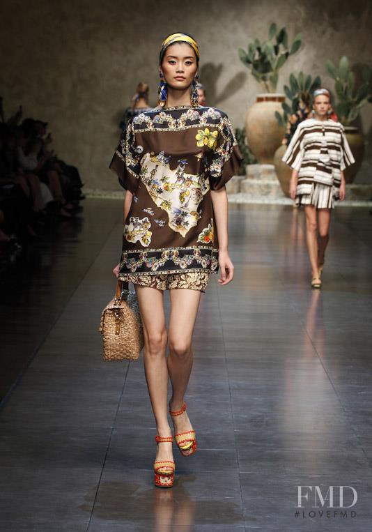 Ming Xi featured in  the Dolce & Gabbana fashion show for Spring/Summer 2013