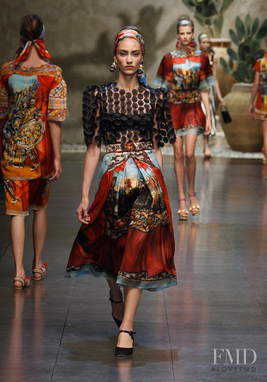 Marine Deleeuw featured in  the Dolce & Gabbana fashion show for Spring/Summer 2013
