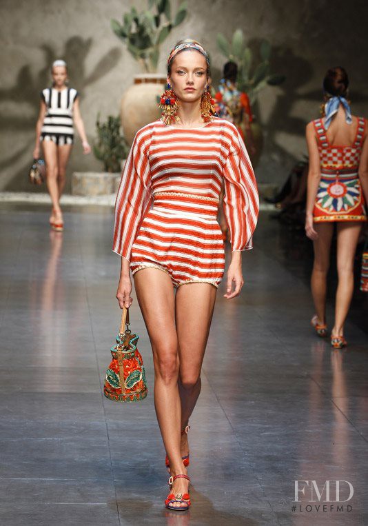 Karmen Pedaru featured in  the Dolce & Gabbana fashion show for Spring/Summer 2013