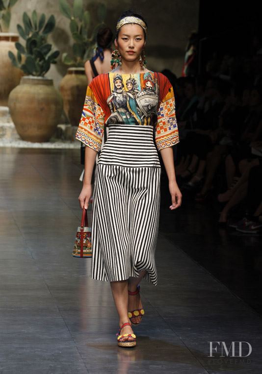 Liu Wen featured in  the Dolce & Gabbana fashion show for Spring/Summer 2013