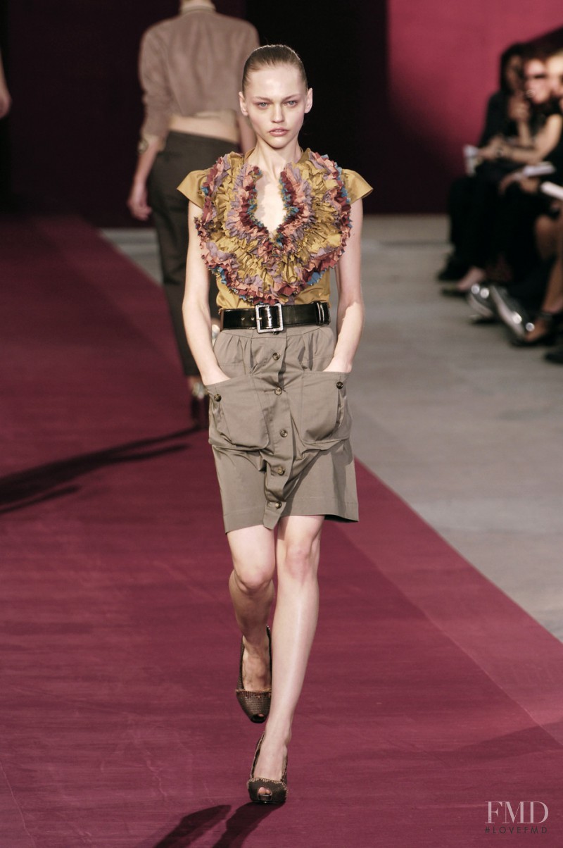 Sasha Pivovarova featured in  the Saint Laurent fashion show for Spring/Summer 2006