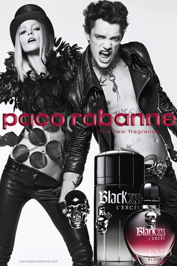 Sasha Pivovarova featured in  the Paco Rabanne Black XS Fragrance advertisement for Spring/Summer 2012