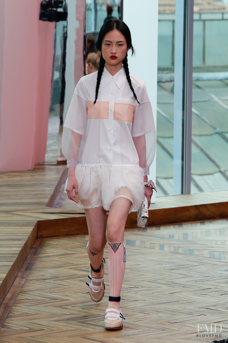 Jing Wen featured in  the Prada fashion show for Resort 2018