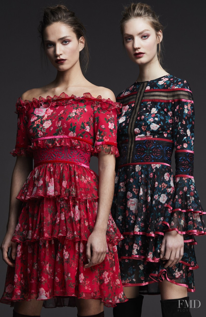 Susanne Knipper featured in  the Tadashi Shoji lookbook for Pre-Fall 2017