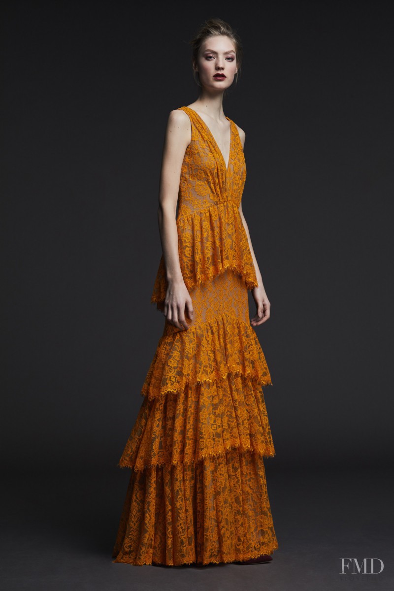 Susanne Knipper featured in  the Tadashi Shoji lookbook for Pre-Fall 2017