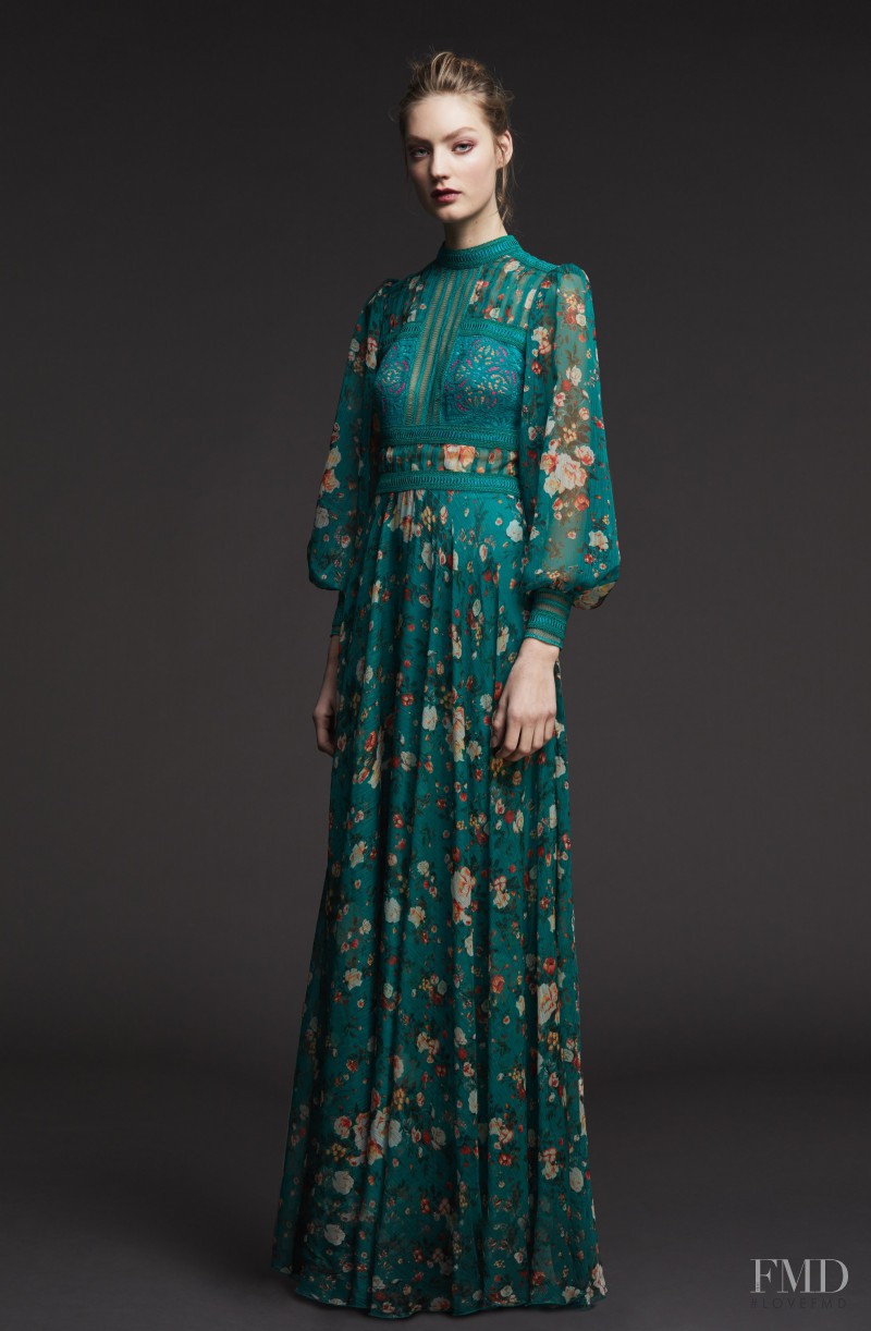 Susanne Knipper featured in  the Tadashi Shoji lookbook for Pre-Fall 2017