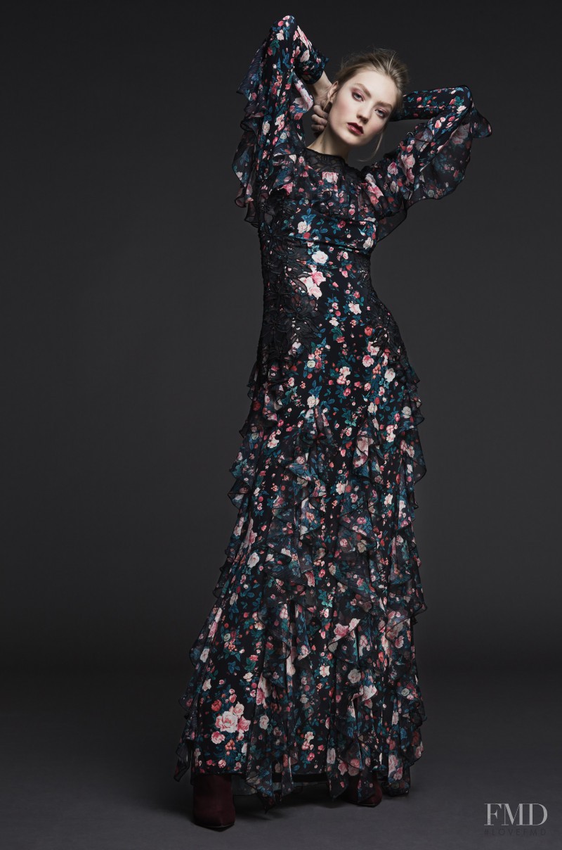 Susanne Knipper featured in  the Tadashi Shoji lookbook for Pre-Fall 2017