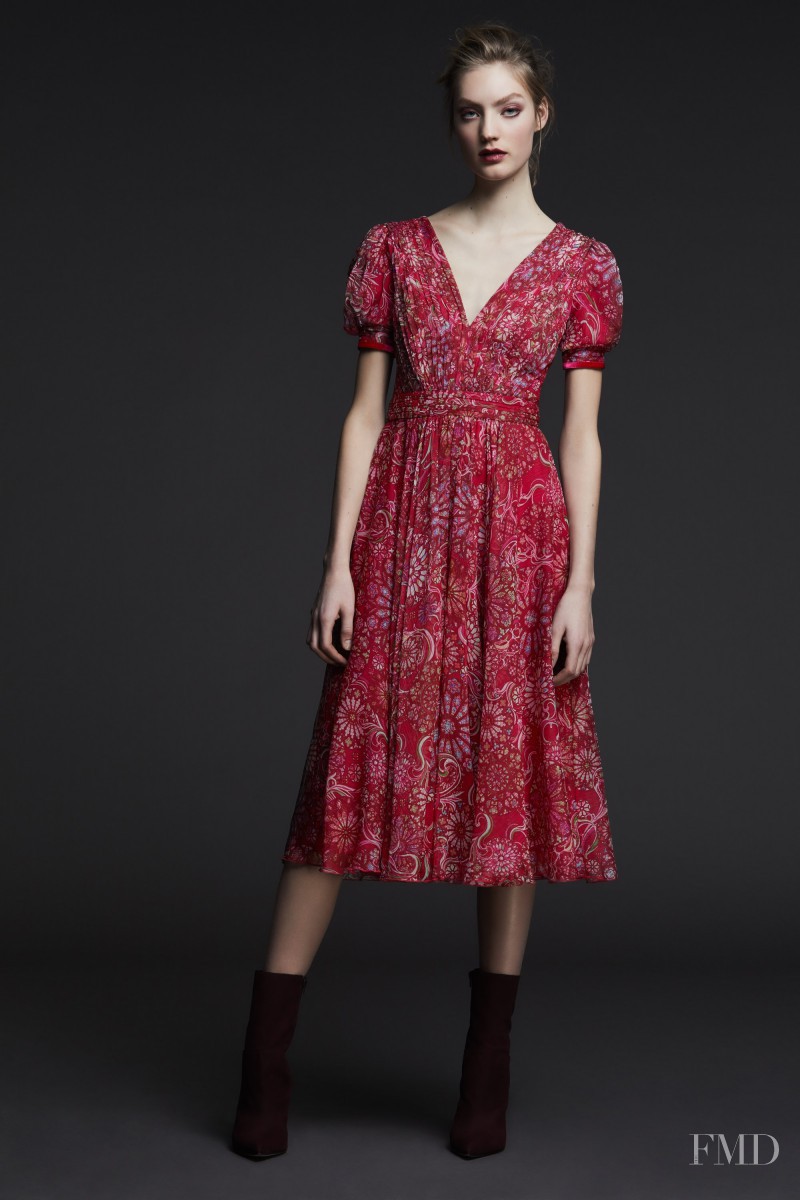 Susanne Knipper featured in  the Tadashi Shoji lookbook for Pre-Fall 2017