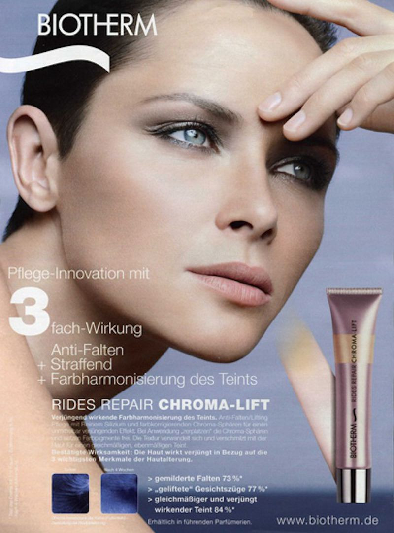 Tasha Tilberg featured in  the Biotherm Skin Ergetic advertisement for Autumn/Winter 2012