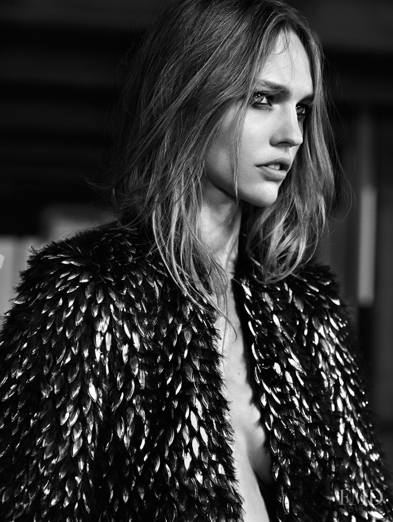 Sasha Pivovarova featured in  the Saint Laurent advertisement for Pre-Spring 2014