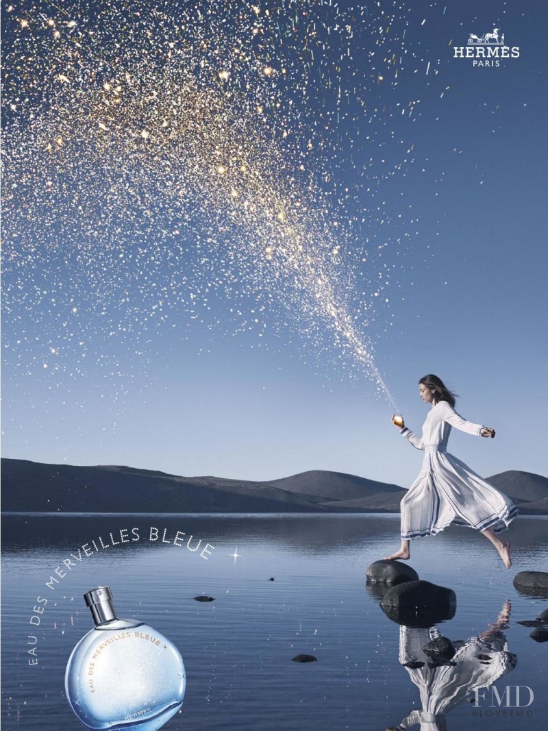 Yumi Lambert featured in  the Hermès Eau des Merveilles Bleue advertisement for Spring/Summer 2017