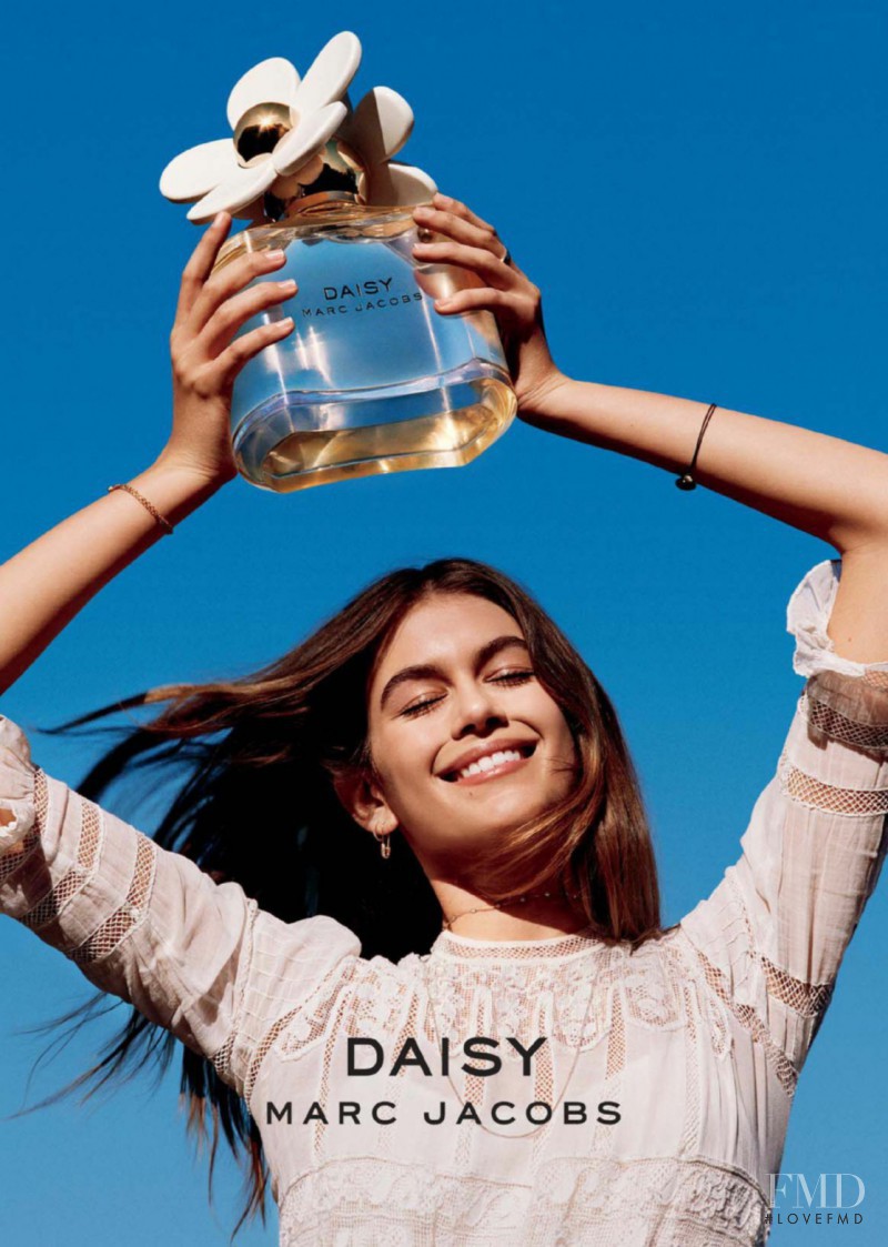 Kaia Gerber featured in  the Marc Jacobs Beauty Daisy Fragrance advertisement for Spring/Summer 2017