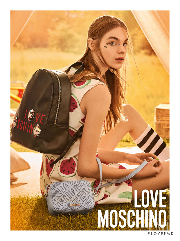 Estella Boersma featured in  the Love Moschino advertisement for Spring/Summer 2017