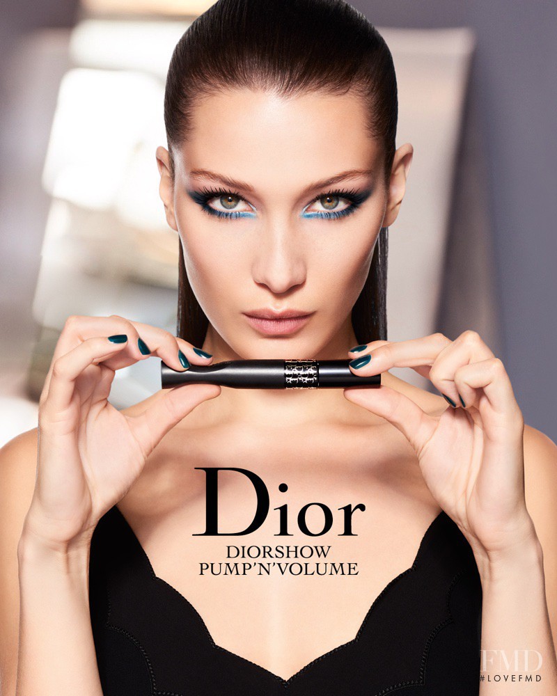 Bella Hadid featured in  the Dior Beauty Pump N\' Volume Mascara advertisement for Spring/Summer 2017