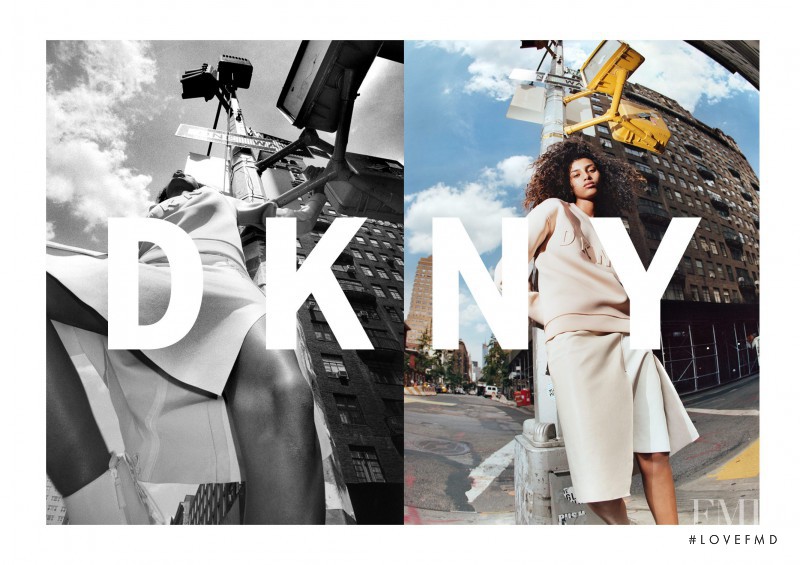 Imaan Hammam featured in  the DKNY advertisement for Pre-Fall 2017