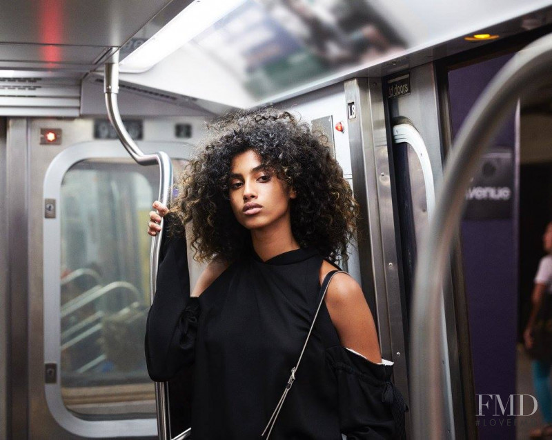 Imaan Hammam featured in  the DKNY advertisement for Pre-Fall 2017